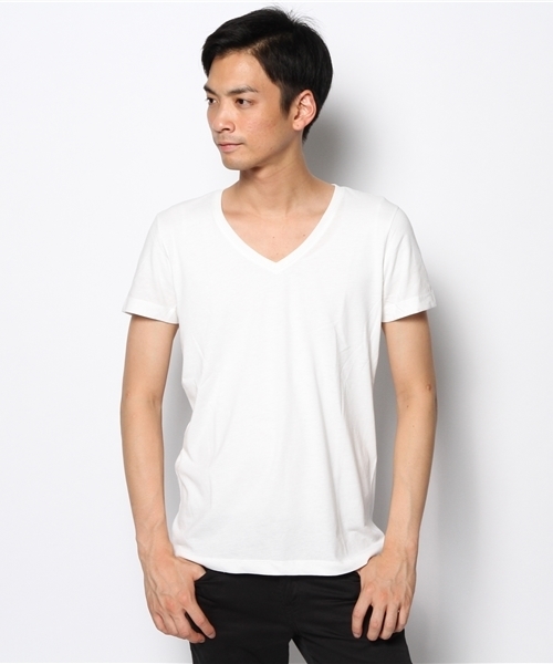 RATTLE TRAP(ラトルトラップ)の「【wjk】VネックTシャツ(Tシャツ/カットソー・メンズ・ホワイト/ブラック/ピンク/サックスブルー/イエロー・LARGE/SMALL/MEDIUM)」の2枚目の写真