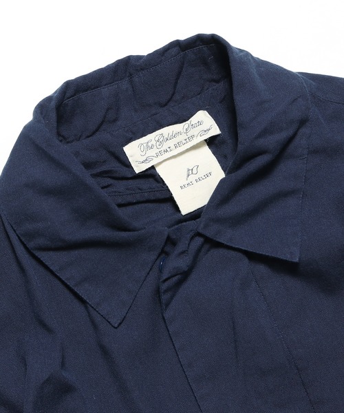 名作☆[REMI RELIEF] インディゴ染め コットンステンカラーコート M レミレリーフ REMI RELIEF コットン ナイロン ステンカラー コート インディゴ