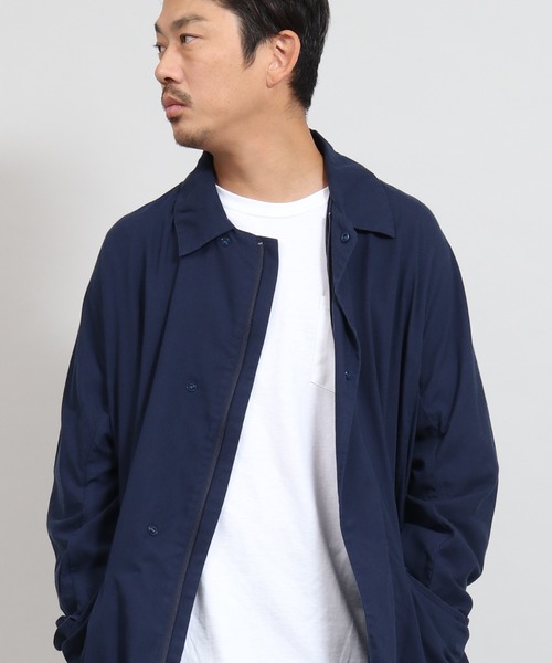 名作☆[REMI RELIEF] インディゴ染め コットンステンカラーコート M レミレリーフ REMI RELIEF コットン ナイロン ステンカラー コート インディゴ