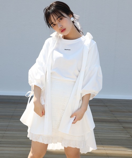 one after another NICE CLAUP(ワンアフターアナザーナイスクラップ)の「コードレーススカート(スカート・レディース・ブラック/ベージュ/オフホワイト・FREE)」の16枚目の写真