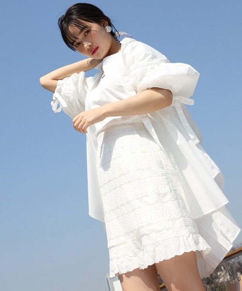 one after another NICE CLAUP(ワンアフターアナザーナイスクラップ)の「コードレーススカート(スカート・レディース・ブラック/ベージュ/オフホワイト・FREE)」の18枚目の写真