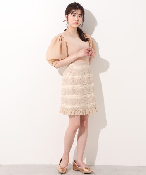 one after another NICE CLAUP(ワンアフターアナザーナイスクラップ)の「コードレーススカート(スカート・レディース・ブラック/ベージュ/オフホワイト・FREE)」の20枚目の写真