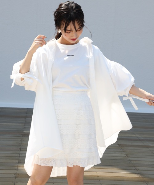 one after another NICE CLAUP(ワンアフターアナザーナイスクラップ)の「コードレーススカート(スカート・レディース・ブラック/ベージュ/オフホワイト・FREE)」の5枚目の写真