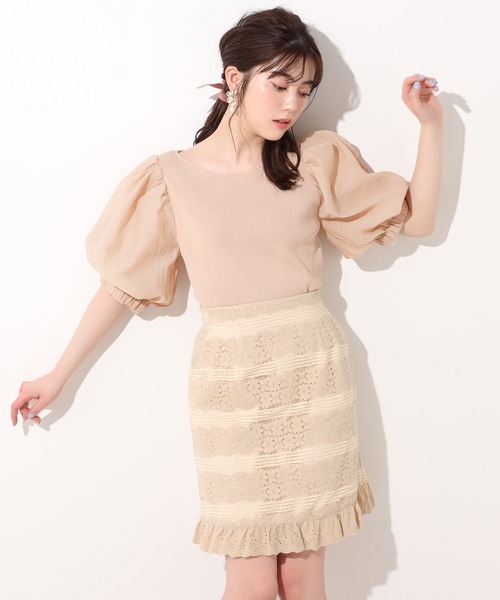 one after another NICE CLAUP(ワンアフターアナザーナイスクラップ)の「コードレーススカート(スカート・レディース・ブラック/ベージュ/オフホワイト・FREE)」の6枚目の写真