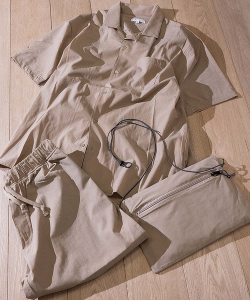 JOHN'S CLOSET（ジョンズクローゼット）の「【2】３点セット　ポケットタブル半袖セットアップ　【シャツジャケット】【ショーツ ショートパンツ】【サコッシュ】（シャツ/ブラウス・メンズ・ブラック/カーキ/ベージュ・X-LARGE/LARGE/MEDIUM）」の3枚目の写真