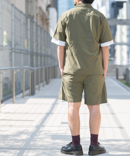 JOHN'S CLOSET（ジョンズクローゼット）の「【2】３点セット　ポケットタブル半袖セットアップ　【シャツジャケット】【ショーツ ショートパンツ】【サコッシュ】（シャツ/ブラウス・メンズ・ブラック/カーキ/ベージュ・X-LARGE/LARGE/MEDIUM）」の7枚目の写真