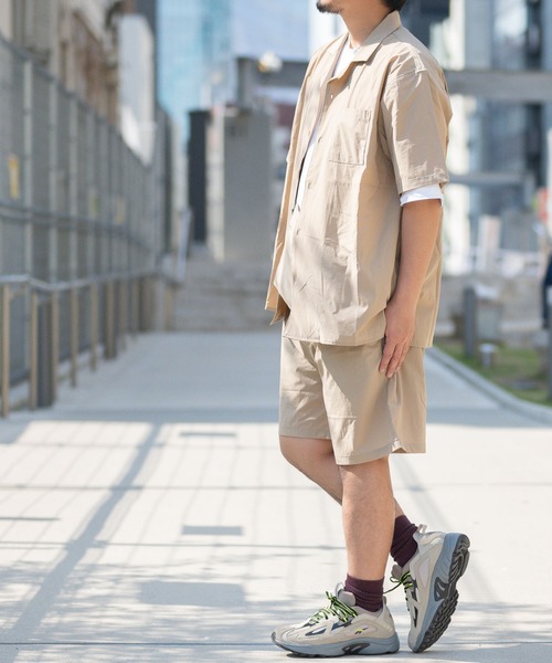 JOHN'S CLOSET（ジョンズクローゼット）の「【2】３点セット　ポケットタブル半袖セットアップ　【シャツジャケット】【ショーツ ショートパンツ】【サコッシュ】（シャツ/ブラウス・メンズ・ブラック/カーキ/ベージュ・X-LARGE/LARGE/MEDIUM）」の8枚目の写真