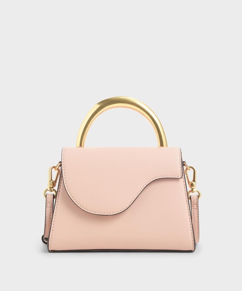 CHARLES & KEITH（チャールズ & キース）の「ツートーンアンギュラーフラップバッグ / Two-Tone Angular Flap Bag（ハンドバッグ・レディース・ブラック/ライトブラウン/ピンク・S）」の3枚目の写真