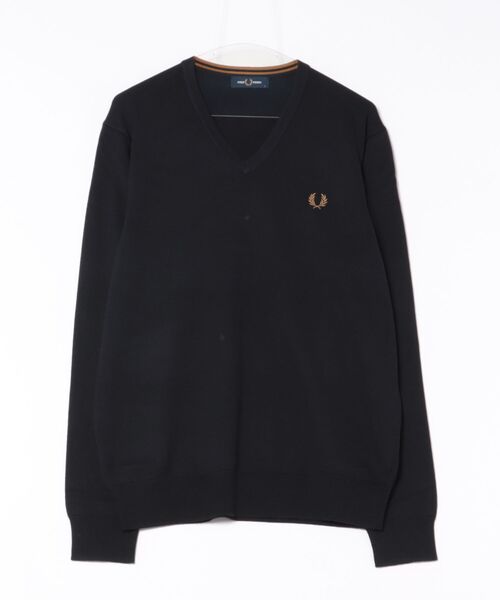 フレッドペリー FRED PERRY ブラック Vネック ニットセーター Classic V Neck Sweater／クラシックVネックニット（ニット