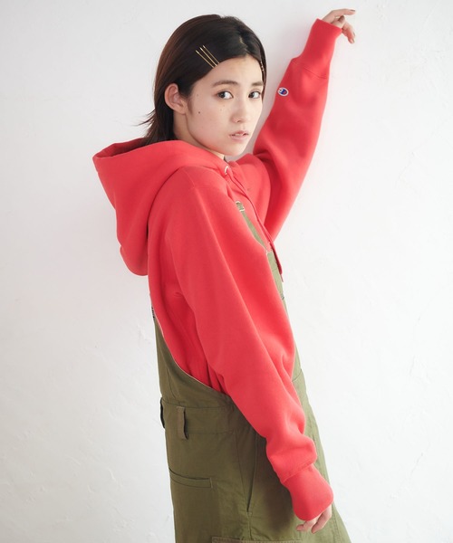 パーカー ミルクフェド チャンピオン MILKFED メンズ レディース 赤 CHAMPION EMBROIDERY BAR PATCH HOODIE MILKFED. パーカー ミルクフェド チャンピオン MILKFED メンズ
