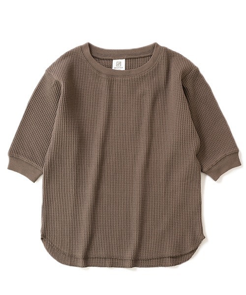 devirock（デビロック）の「ワッフル7分袖Tシャツ（Tシャツ/カットソー・キッズ・ベージュ/オフホワイト/ダークオリーブ/モカ/パープル系その他/キャメル/スミクロ・80ｃｍ/90cm/110cm/100cm/120cm/130cm/140cm/150cm/160cm）」の9枚目の写真