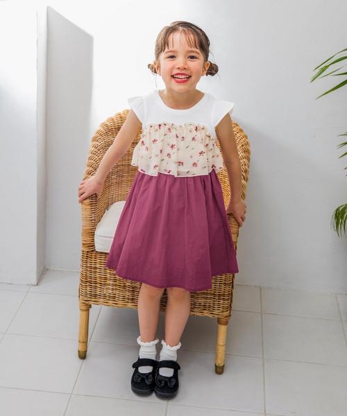 セール 姉妹でお揃い 90 130 花柄ドッキング ワンピース ワンピース Any Fam エニィファム のファッション通販 Zozotown