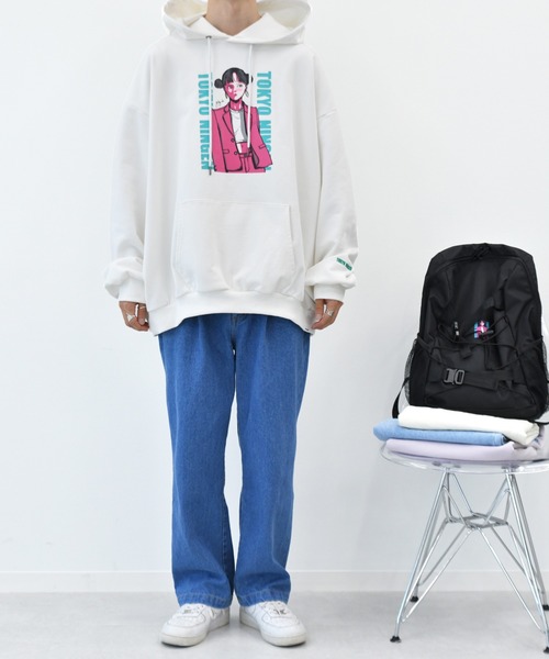 Perushu（ペルーシュ）の「yutayunoki × Perushu ヘビーウェイトコラボスウェットパーカー（パーカー・メンズ・ホワイト/チャコールグレー/ブラック/グレイッシュベージュ・SMALL/MEDIUM/LARGE）」の5枚目の写真