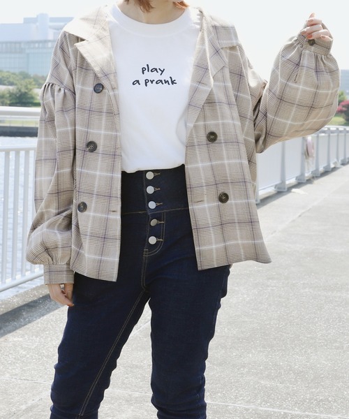 PairPair（ペアペア）の「袖ボリュームチェックシャツ（シャツ/ブラウス・レディース・ライトベージュ/ベージュ/ブラック・FREE）」の6枚目の写真