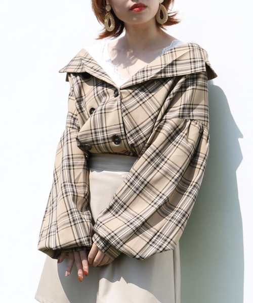 PairPair（ペアペア）の「袖ボリュームチェックシャツ（シャツ/ブラウス・レディース・ライトベージュ/ベージュ/ブラック・FREE）」の10枚目の写真