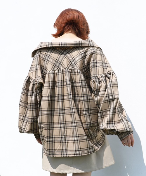 PairPair（ペアペア）の「袖ボリュームチェックシャツ（シャツ/ブラウス・レディース・ライトベージュ/ベージュ/ブラック・FREE）」の11枚目の写真