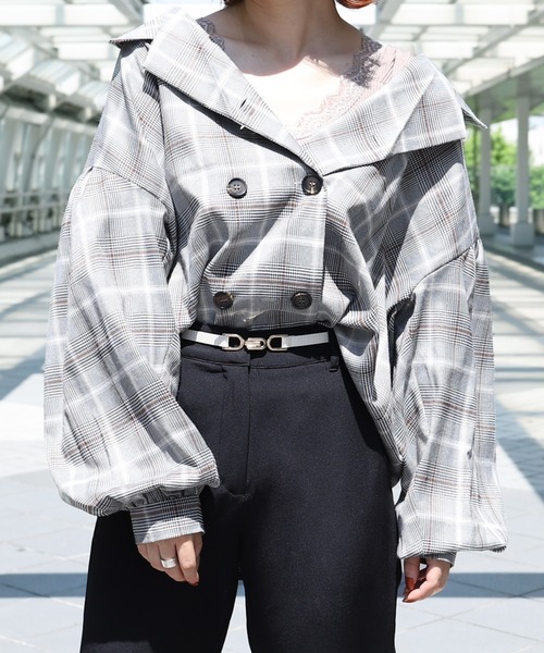 PairPair（ペアペア）の「袖ボリュームチェックシャツ（シャツ/ブラウス・レディース・ライトベージュ/ベージュ/ブラック・FREE）」の14枚目の写真