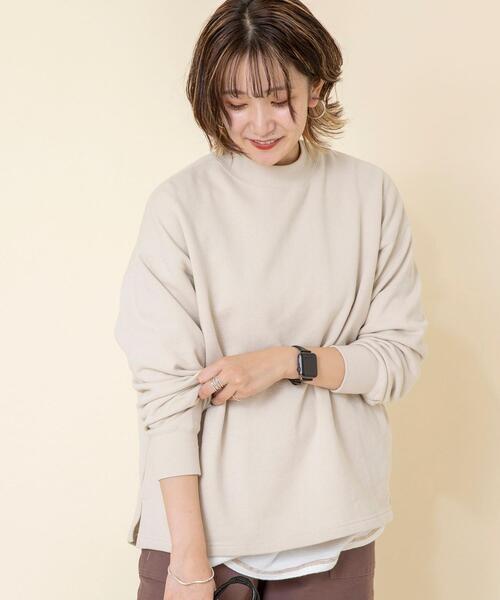 coen（コーエン）の「USAコットンオーガニックコットンミックス裏毛ハイネックスウェットプルオーバー#（スウェット・レディース・ブラック/ナチュラル/マスタード/ブラウン・FREE）」の3枚目の写真