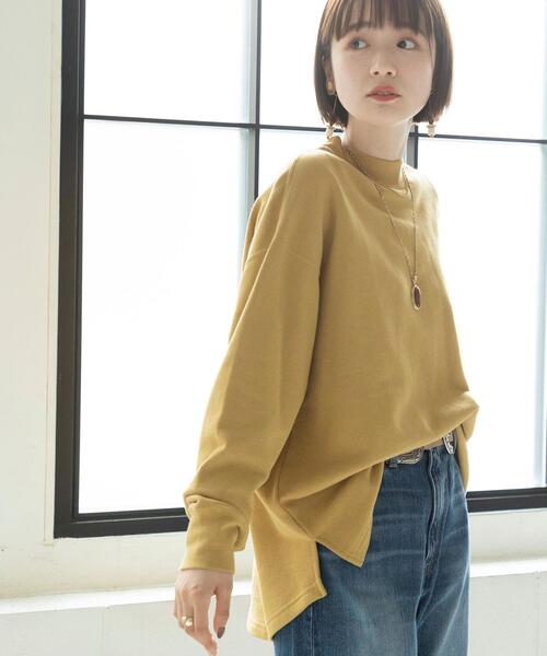 coen（コーエン）の「USAコットンオーガニックコットンミックス裏毛ハイネックスウェットプルオーバー#（スウェット・レディース・ブラック/ナチュラル/マスタード/ブラウン・FREE）」の4枚目の写真