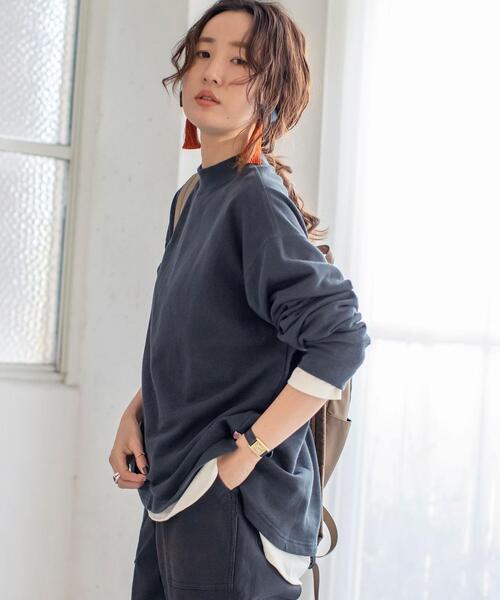 coen（コーエン）の「USAコットンオーガニックコットンミックス裏毛ハイネックスウェットプルオーバー#（スウェット・レディース・ブラック/ナチュラル/マスタード/ブラウン・FREE）」の7枚目の写真