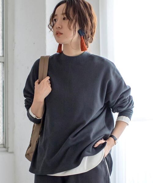 coen（コーエン）の「USAコットンオーガニックコットンミックス裏毛ハイネックスウェットプルオーバー#（スウェット・レディース・ブラック/ナチュラル/マスタード/ブラウン・FREE）」の6枚目の写真