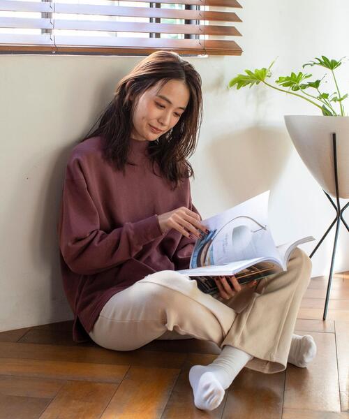 coen（コーエン）の「USAコットンオーガニックコットンミックス裏毛ハイネックスウェットプルオーバー#（スウェット・レディース・ブラック/ナチュラル/マスタード/ブラウン・FREE）」の18枚目の写真