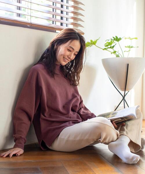 coen（コーエン）の「USAコットンオーガニックコットンミックス裏毛ハイネックスウェットプルオーバー#（スウェット・レディース・ブラック/ナチュラル/マスタード/ブラウン・FREE）」の17枚目の写真