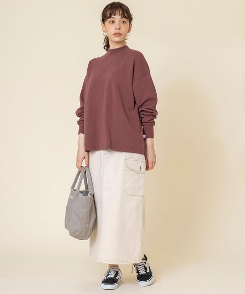 coen（コーエン）の「USAコットンオーガニックコットンミックス裏毛ハイネックスウェットプルオーバー#（スウェット・レディース・ブラック/ナチュラル/マスタード/ブラウン・FREE）」の12枚目の写真