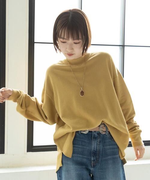 coen（コーエン）の「USAコットンオーガニックコットンミックス裏毛ハイネックスウェットプルオーバー#（スウェット・レディース・ブラック/ナチュラル/マスタード/ブラウン・FREE）」の11枚目の写真