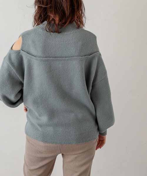 natural couture（ナチュラルクチュール）の「ショルダースリットブークレーニット（ニット/セーター・レディース・ベージュ/グレー/オフホワイト/グリーン・FREE）」の19枚目の写真