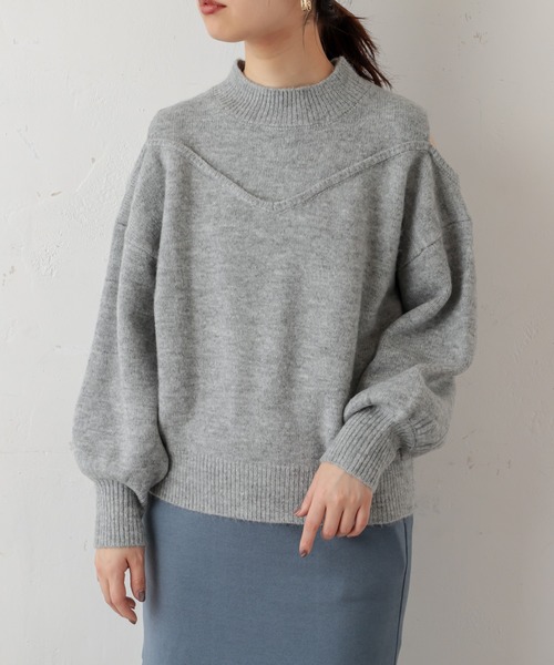 natural couture（ナチュラルクチュール）の「ショルダースリットブークレーニット（ニット/セーター・レディース・ベージュ/グレー/オフホワイト/グリーン・FREE）」の21枚目の写真