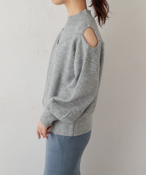 natural couture（ナチュラルクチュール）の「ショルダースリットブークレーニット（ニット/セーター・レディース・ベージュ/グレー/オフホワイト/グリーン・FREE）」の22枚目の写真