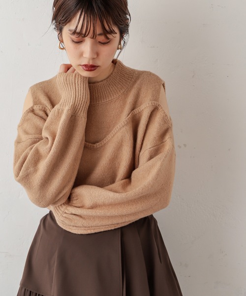 natural couture（ナチュラルクチュール）の「ショルダースリットブークレーニット（ニット/セーター・レディース・ベージュ/グレー/オフホワイト/グリーン・FREE）」の14枚目の写真