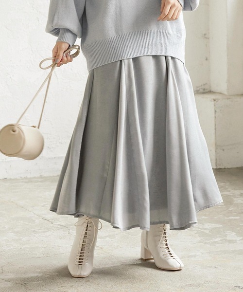 KOBE LETTUCE（コウベレタス）の「光沢パネルフレアスカート（スカート・レディース・グリーン/ブルー系その他/ピンク/ベージュ・FREE）」の3枚目の写真