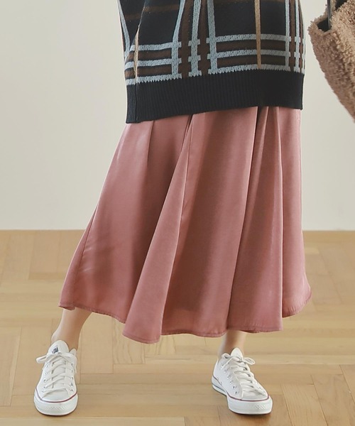 KOBE LETTUCE（コウベレタス）の「光沢パネルフレアスカート（スカート・レディース・グリーン/ブルー系その他/ピンク/ベージュ・FREE）」の4枚目の写真