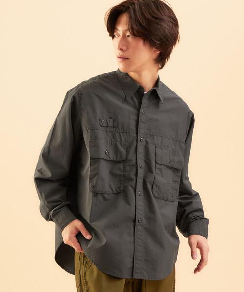 green label relaxing（グリーンレーベルリラクシング）の「★ [ GLR/ lab ] ナイロン コットン ワークシャツ ＜ セットアップ可能 ＞（シャツ/ブラウス・メンズ・ブラック/グレー/オリーブ・L/M/S/XL）」の11枚目の写真