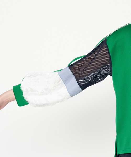 ライチ（ライチ）の「oops/《doll up oops》メッシュパッチワークスリーブトップス（シャツ/ブラウス・レディース・ブラック/オフホワイト/グリーン・38）」の8枚目の写真