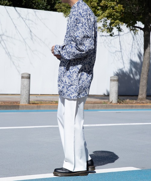 Adoon plain（アドーンプレーン）の「【Adoon plain】バンドカラーオーバー柄シャツ（シャツ/ブラウス・メンズ・オフホワイト/ブラック/グリーン/ブルー・MEDIUM/LARGE）」の16枚目の写真