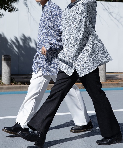 Adoon plain（アドーンプレーン）の「【Adoon plain】バンドカラーオーバー柄シャツ（シャツ/ブラウス・メンズ・オフホワイト/ブラック/グリーン/ブルー・MEDIUM/LARGE）」の17枚目の写真