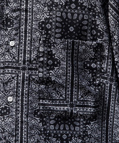 Adoon plain（アドーンプレーン）の「【Adoon plain】バンドカラーオーバー柄シャツ（シャツ/ブラウス・メンズ・オフホワイト/ブラック/グリーン/ブルー・MEDIUM/LARGE）」の15枚目の写真