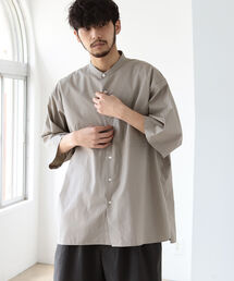 BEAMS | BEAMS / バンドカラー イージー 5分袖 シャツ(シャツ/ブラウス)