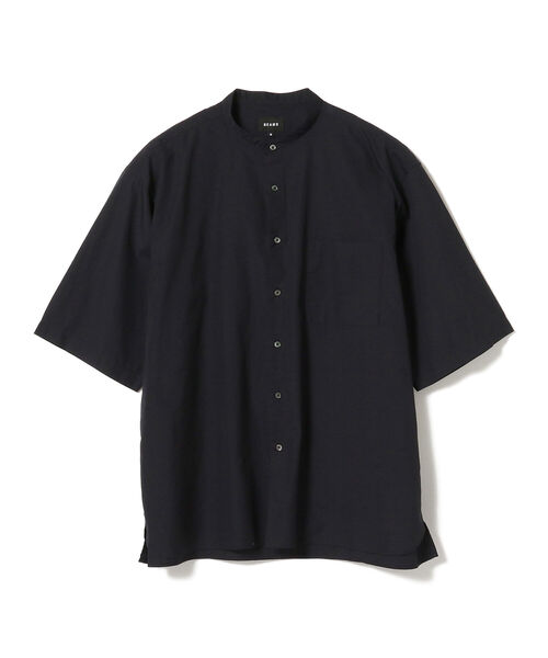 BEAMS（ビームス）の「BEAMS / バンドカラー イージー 5分袖 シャツ（シャツ/ブラウス・メンズ・ベージュ/ネイビー/オリーブ・MEDIUM/X-LARGE/SMALL/LARGE）」の9枚目の写真