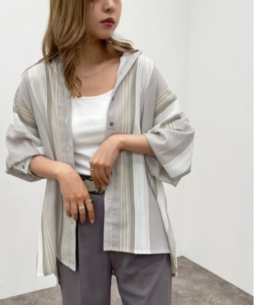 apres jour mignon(アプレジュールミニョン)の「アソート柄シャツ【ZOZOTOWN限定アイテム】(シャツ/ブラウス・レディース・ベージュ/ブラック系その他/アイボリー/ライトベージュ・X-LARGE/フリー)」の1枚目の写真