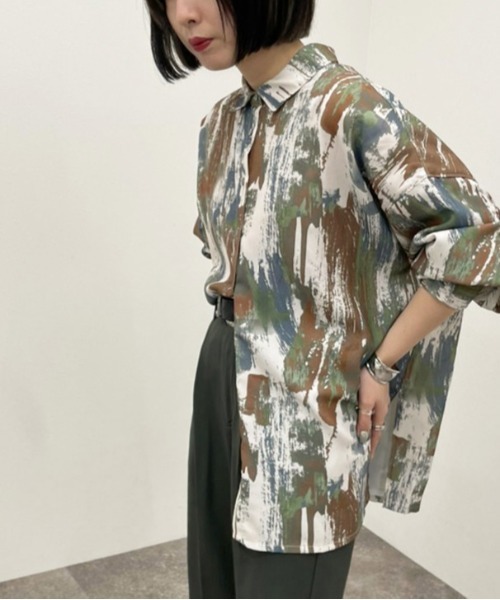 apres jour mignon(アプレジュールミニョン)の「アソート柄シャツ【ZOZOTOWN限定アイテム】(シャツ/ブラウス・レディース・ベージュ/ブラック系その他/アイボリー/ライトベージュ・X-LARGE/フリー)」の4枚目の写真