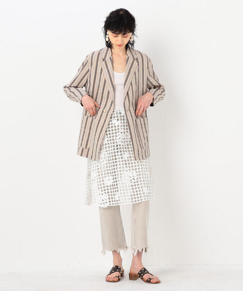 TOMORROWLAND （トゥモローランド）の「サマーストライプ テーラードジャケット（テーラードジャケット・レディース・ベージュ系その他2・36/34）」の3枚目の写真