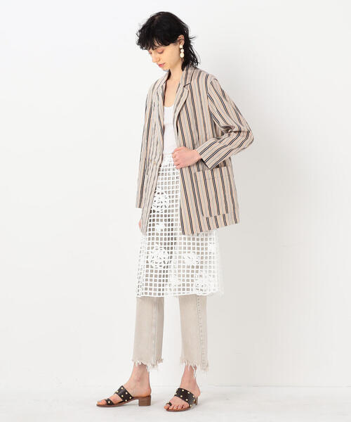 TOMORROWLAND （トゥモローランド）の「サマーストライプ テーラードジャケット（テーラードジャケット・レディース・ベージュ系その他2・36/34）」の4枚目の写真