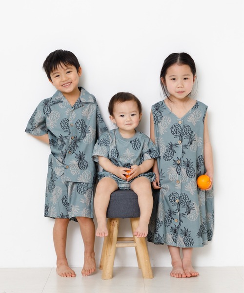 MAKE YOUR DAY（メイクユアデイ）の「2WAYパイナップル柄サンドレス■80～140cm（ワンピース・キッズ・ミント/モカ・140/80/90/100/130/110/120）」の6枚目の写真