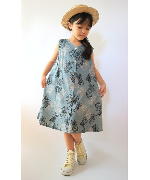 MAKE YOUR DAY（メイクユアデイ）の「2WAYパイナップル柄サンドレス■80～140cm（ワンピース・キッズ・ミント/モカ・140/80/90/100/130/110/120）」の9枚目の写真