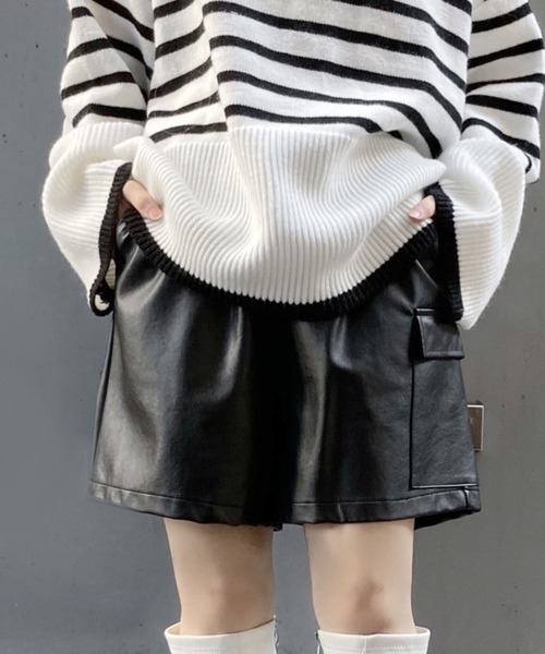 Figments(フィグメンツ)の「合皮ショートパンツ(その他パンツ・レディース・ホワイト/ブラック・SMALL/MEDIUM)」の1枚目の写真