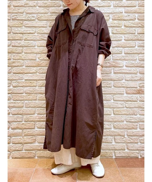 Samansa Mos2(サマンサ モスモス)の「リネン混ラグランワンピコート(その他アウター・レディース・カーキ/ブラウン/ベージュ・フリ-)」の2枚目の写真